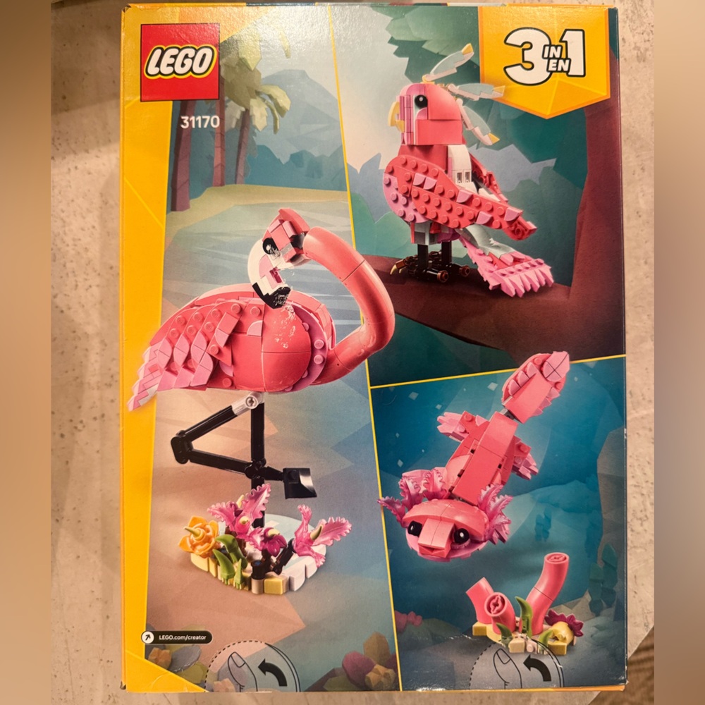 LEGO 3-in-1 Pink Flamingo Set NIB Axolotl Cockatoo